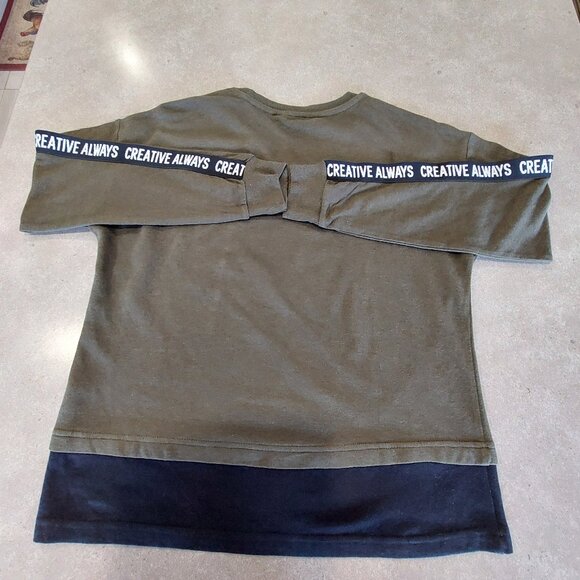 MAX Women's Typographic Print Crew Neck Long Sleeves Sweatshirt Olive/Black SML - Picture 7 of 13